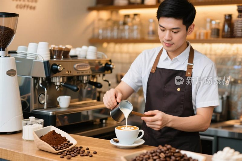 咖啡师制作咖啡场景