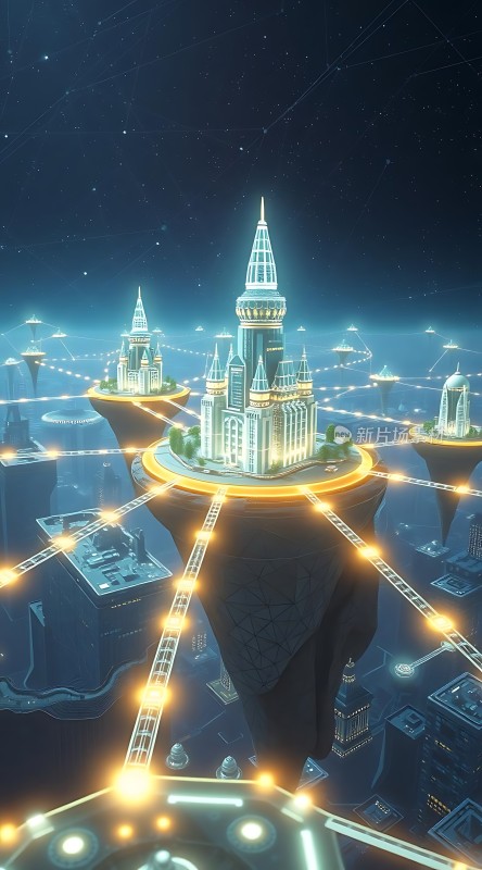 未来之城悬浮岛屿与科技之光