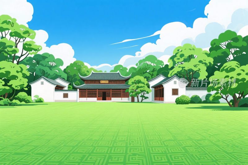 古建卡通风景图