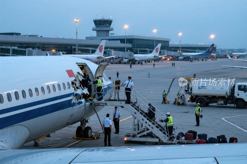 机场停机坪工作场景
