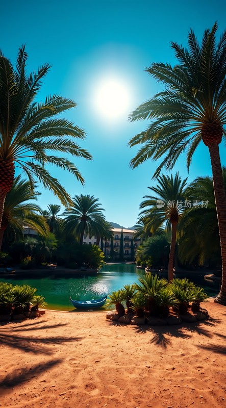 阳光下的热带风情小岛