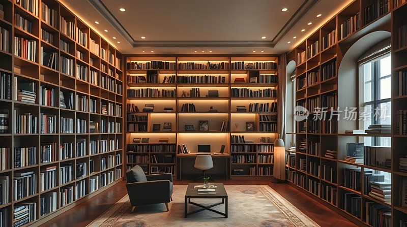 书架环绕的书房