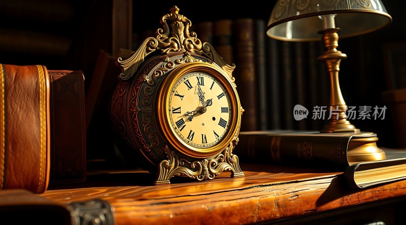 古董时钟与书籍