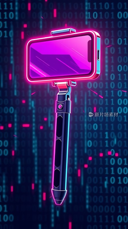 科技感自拍杆未来主义风格手机支架