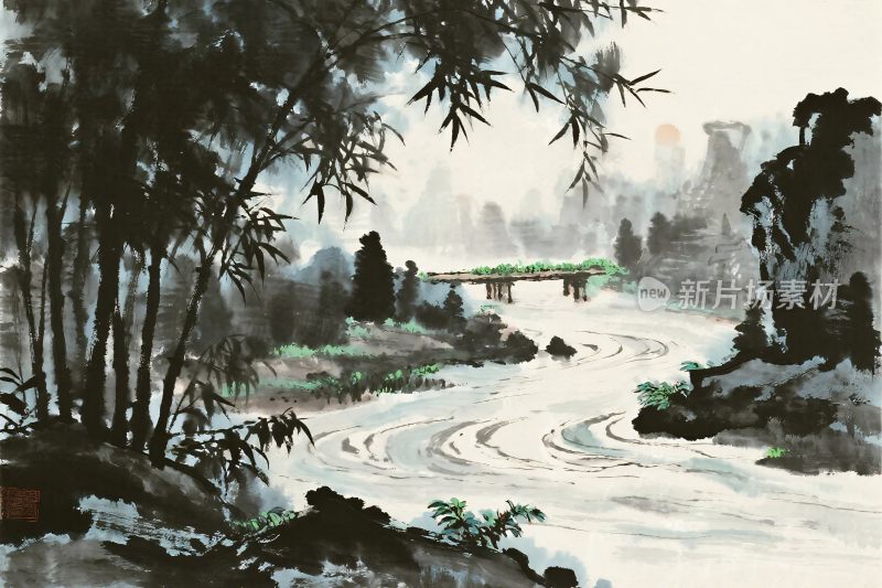 水墨山水风景图