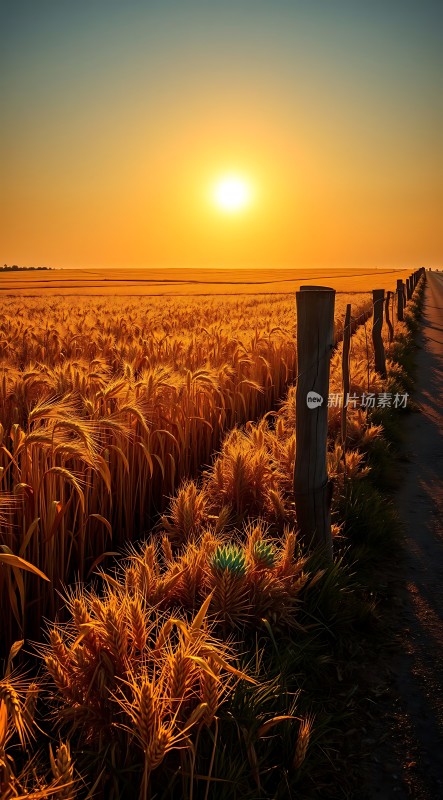金色麦田日落时分