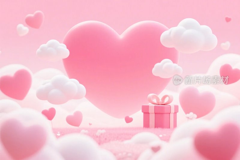粉色爱心浪漫插画