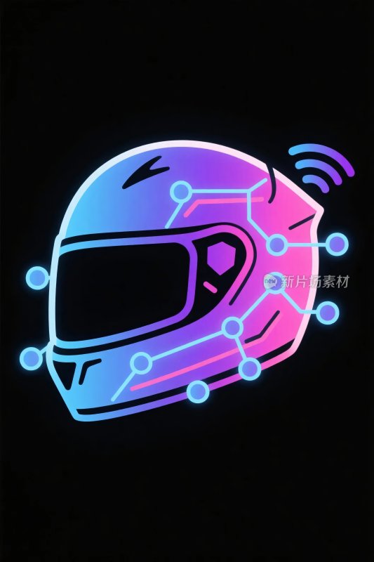 霓虹未来头盔插画