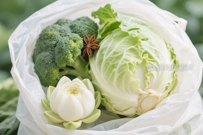 果蔬组合在塑料袋中