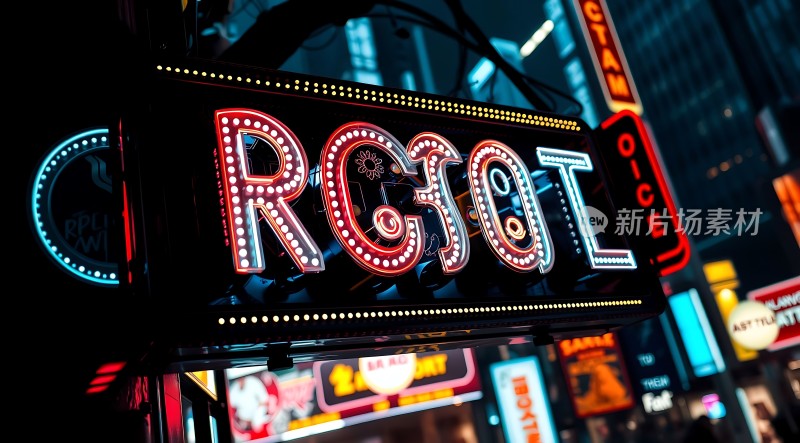 霓虹灯下的繁华都市夜景