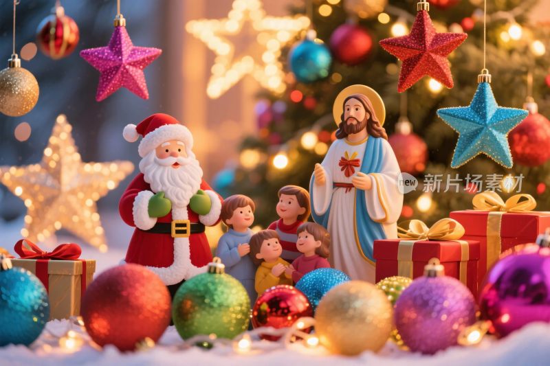 圣诞装饰场景插画