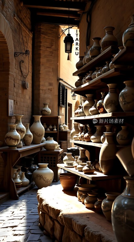 陶艺集市上的精美瓷器展示