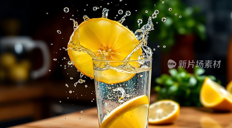 柠檬水溅起的水花