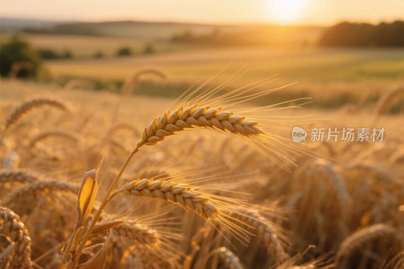 夕阳下的麦田风景