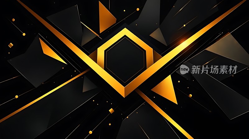 黑色背景上的金色六边形设计