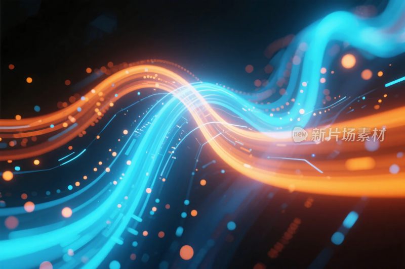 科技色彩光丝带插画