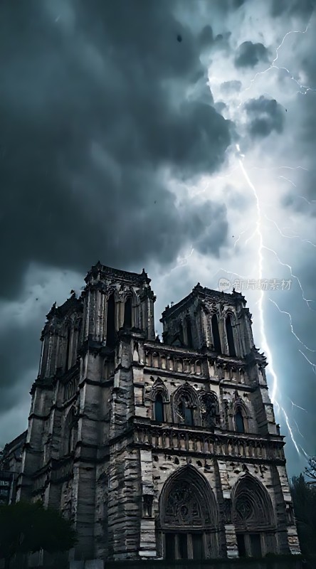雷击下的哥特式建筑
