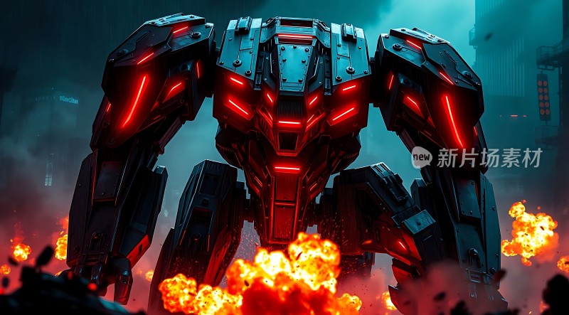 机械巨兽战火中屹立