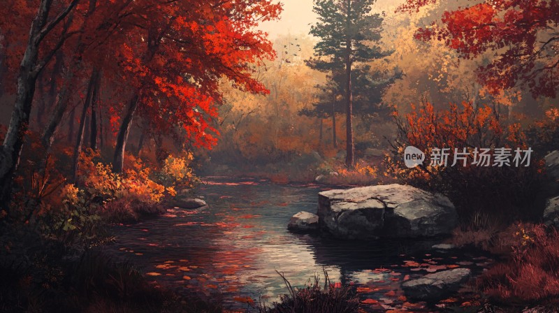 秋天森林画秋天壁纸