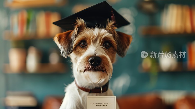 戴学士帽的小狗