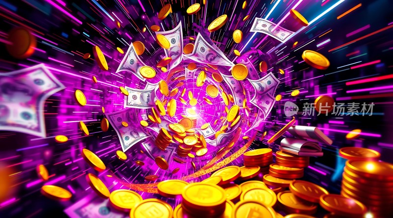 财富漩涡金钱与钞票的炫目风暴