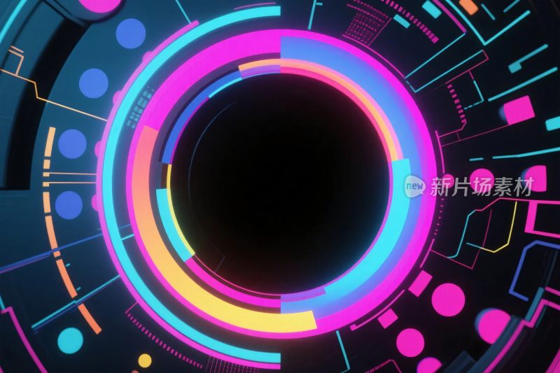 科技风环形霓虹插画