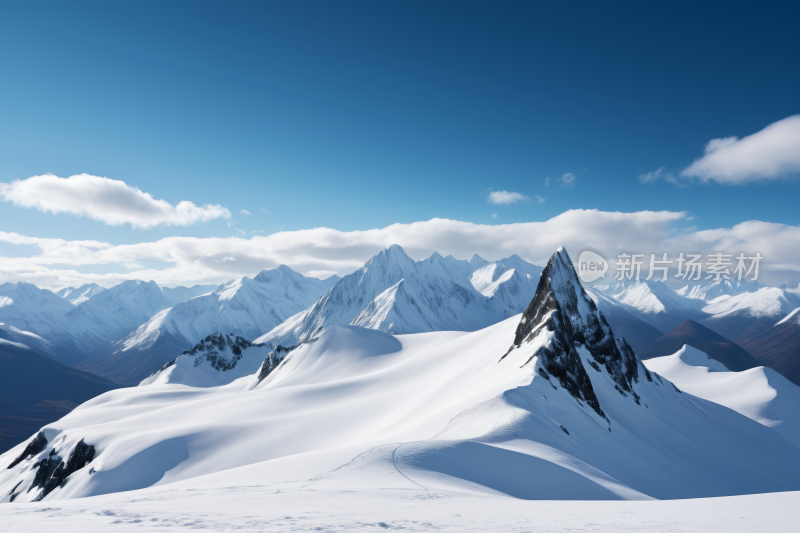 山被雪覆盖天空中有几朵云风光风景图片