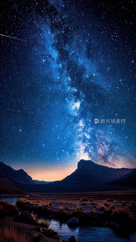 流星划过星空湖畔璀璨星河夜空背景壁纸