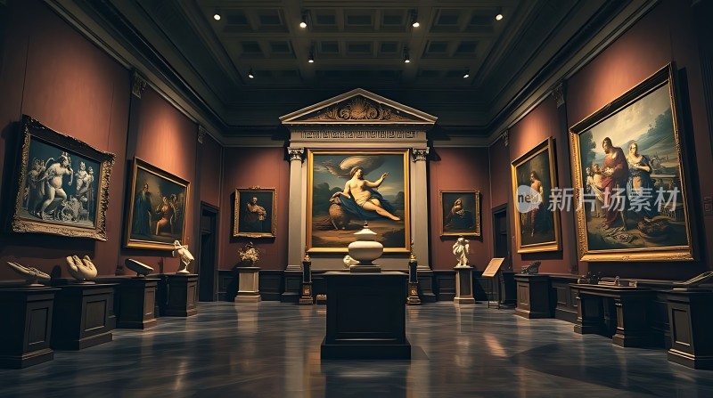 艺术殿堂经典画作与雕塑共舞
