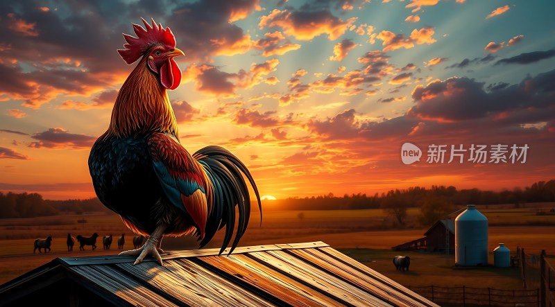 雄鸡报晓晨光初现