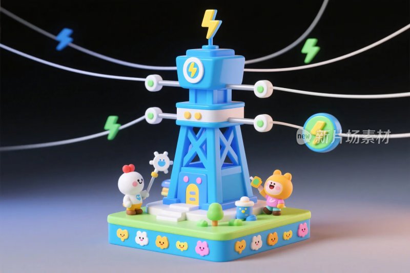 卡通能量塔插画