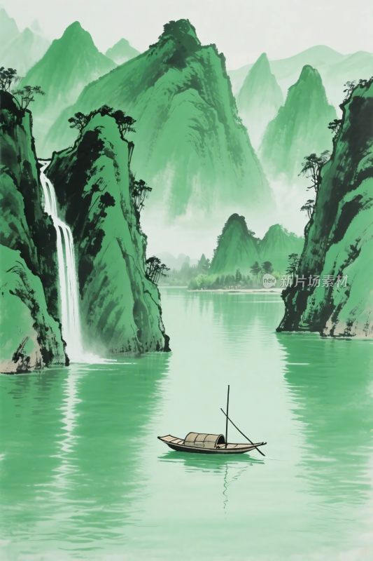 山水水墨风景图