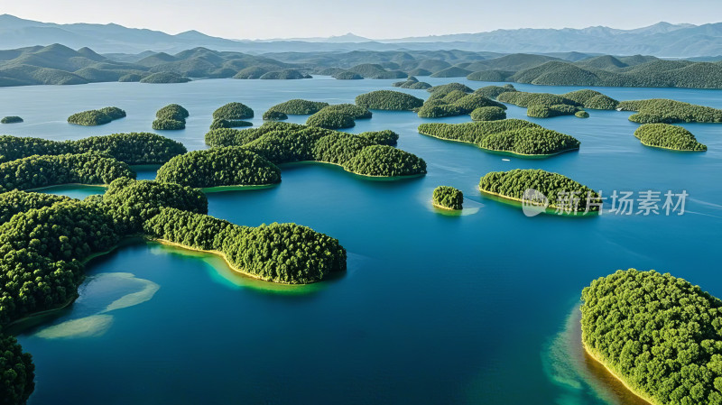 千岛湖山水湖泊自然风光旅游景区图