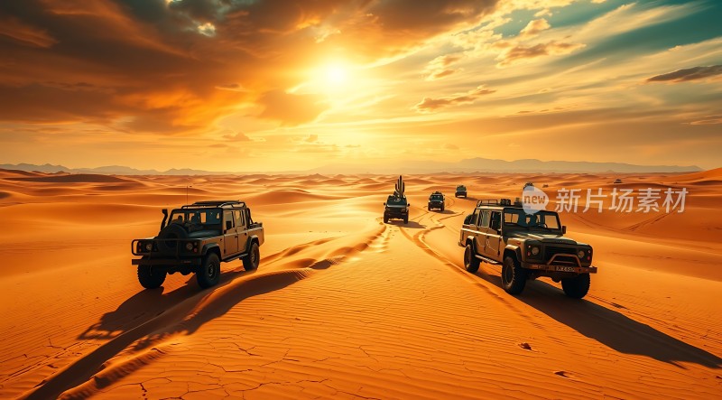 沙漠探险之旅越野车驰骋金色沙海