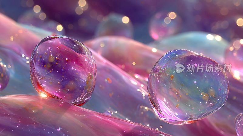 梦幻炫彩的透明泡泡插画