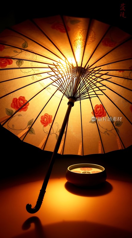 油纸伞下的静谧时光