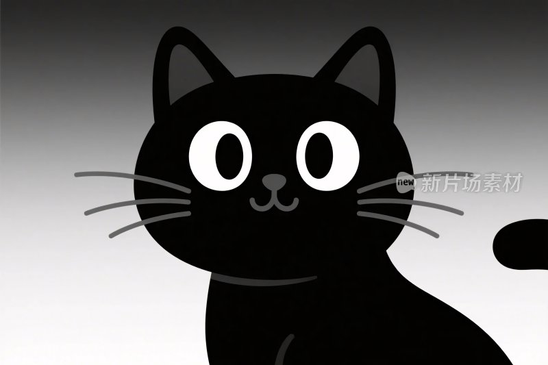 黑猫卡通插画