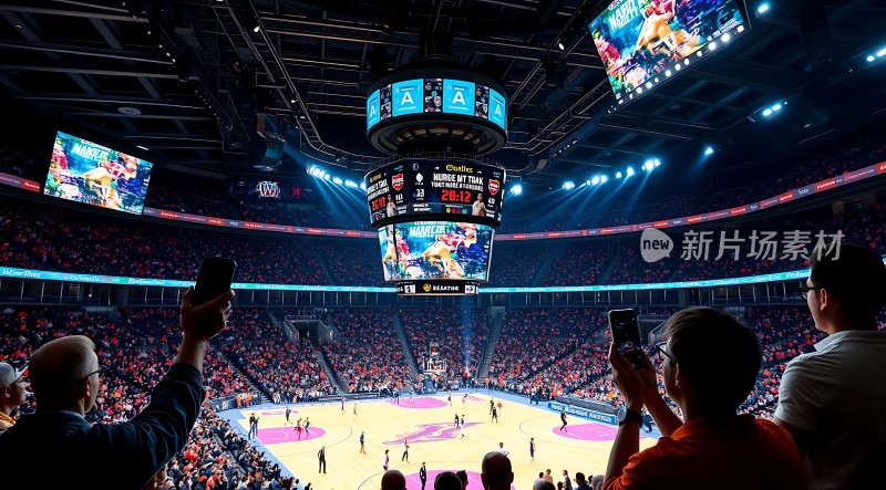 篮球赛现场观众热情高涨