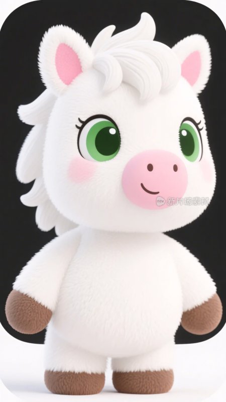 可爱白色小马卡通形象