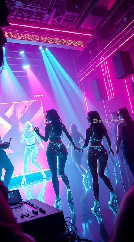 霓虹灯光下的活力舞者