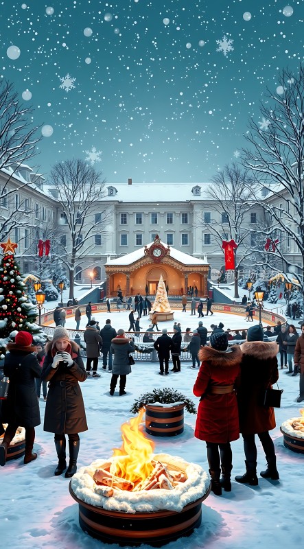 冬日圣诞集市温馨节日氛围