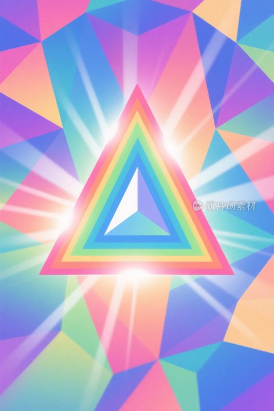 彩虹三角形几何插画