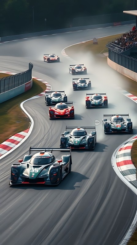 赛道竞速赛车飞驰而过！