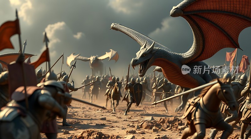 龙与骑士史诗般的战场对决
