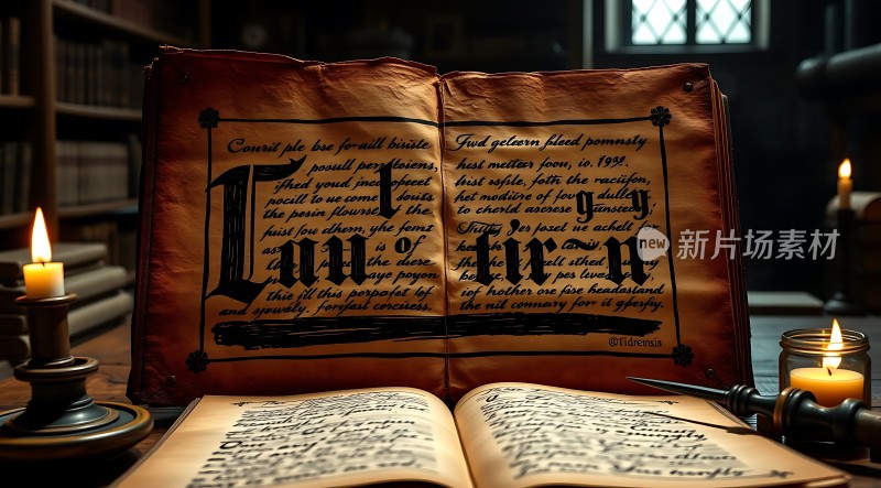 古卷秘籍烛光映照下的神秘文献