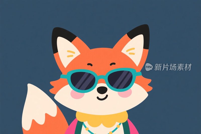 卡通狐狸戴墨镜插画
