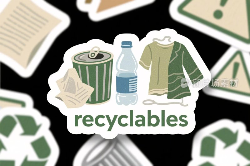环保可回收贴纸插画