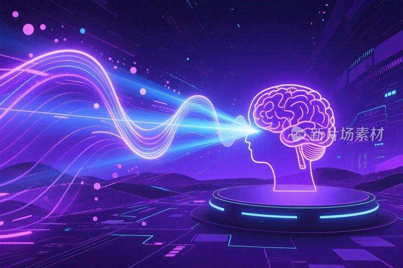 霓虹人脑未来科技插画