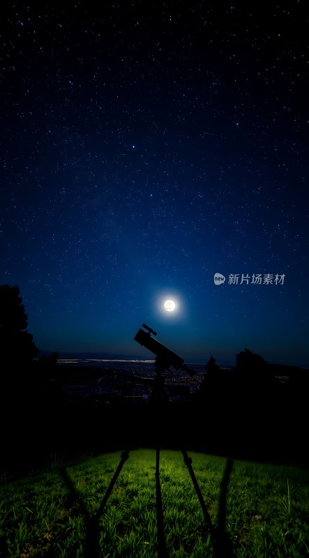 夜空下的望远镜探索宇宙奥秘