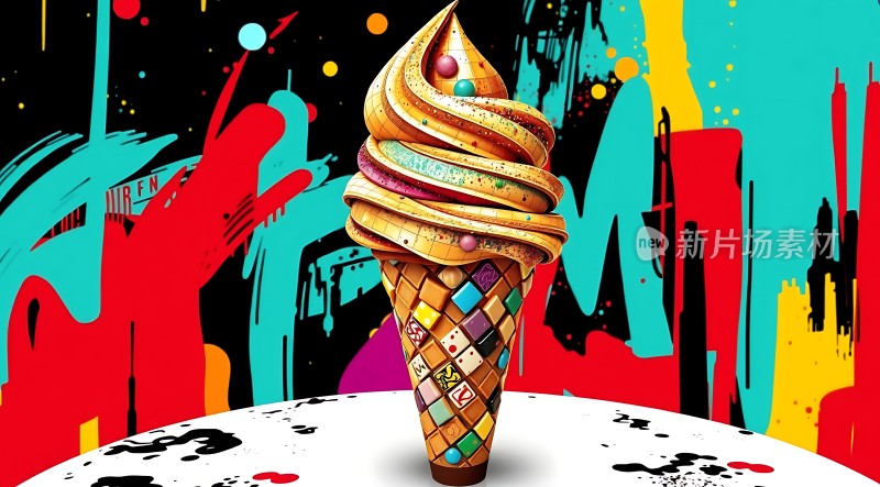 彩色冰淇淋艺术画